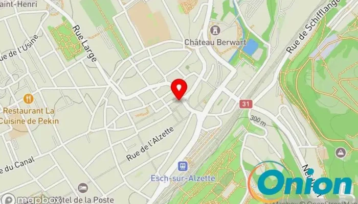 Kaart vun Administration Communale d'Esch-sur-Alzette Gemeindeverwaltungsamt zu Esch an der Alzette