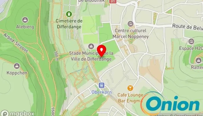 Kaart vun Aquasud Differdange Wassersportanlage, Schönheitssalon, Fitnessstudio, Institut de massages, Öffentliches Schwimmbad, Wellness-Center, Schwimmbad zu Differdange