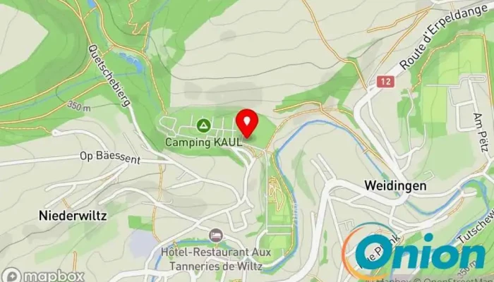 Kaart vun Base de loisirs en plein air KAUL Freizeitzentrum, Restaurant oder Café, Schwimmbad zu Wiltz
