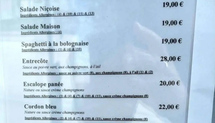 Cafe De La Poste -  Speisekarte - Consdorf