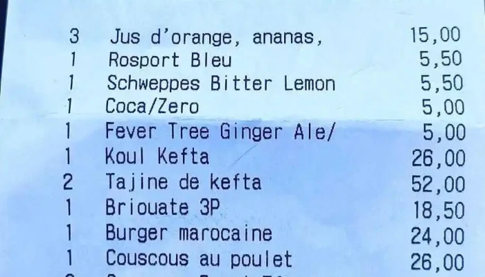Caftan Restaurant -  Speisekarte - Luxemburg