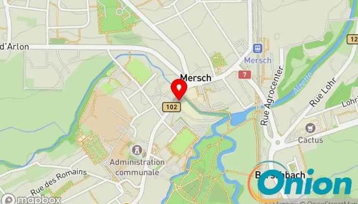 Kaart vun Creos Luxemburg Charging Station Ladestation für Elektrofahrzeuge zu Mersch