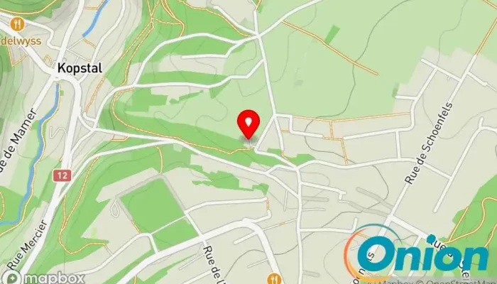 Kaart vun Däreldeieren Bridel, Scouts FNEL, Home Lucien Wercollier Pfadfinderheim zu Kopstal