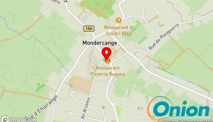 Kaart vun Duerfplaz Mondercange Geschäftsstelle zu Monnerich