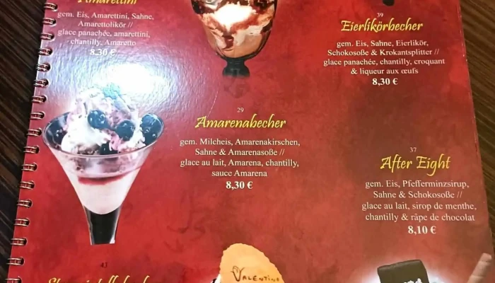 Gelateria Valentino -  Speisekarte - Remich