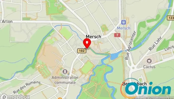 Kaart vun HFM - Hoffmann Mersch Fachhandel für Bodenbeläge, Geschäft für Türen, Gartencenter, Holzhandlung zu Mersch