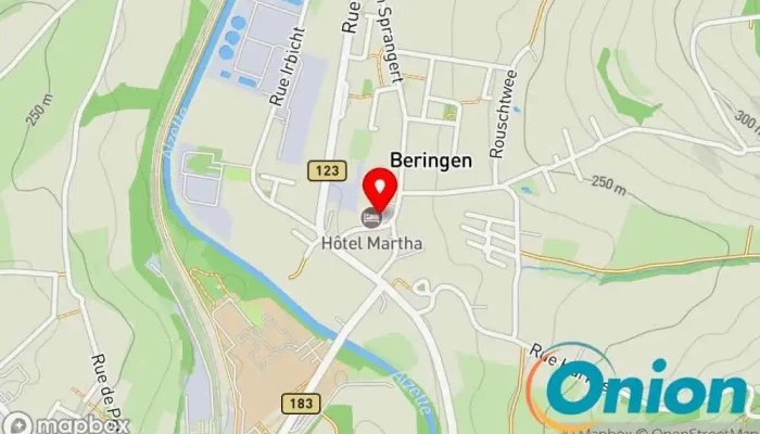 Kaart vun Hôtel Martha Mersch Luxembourg Hotel, Funktionshalle, Festhalle, Hochzeitsräumlichkeit zu Mersch