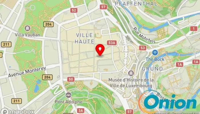 Kaart vun Kaempff-Kohler Konditorei, Catering, Käseladen, Schokoladengeschäft, Feinkostgeschäft, Eiscafé, Restaurant, Weinhandlung zu Luxemburg