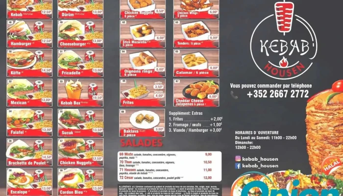 Kebab Hosingen -  Speisekarte - Parc Hosingen