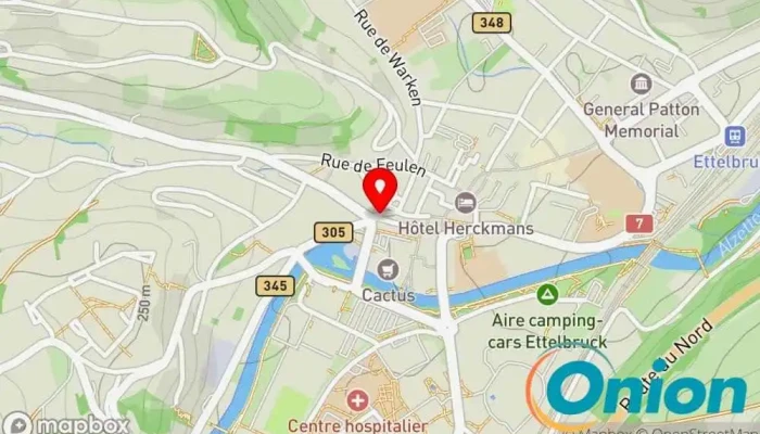 Kaart vun MFT Metz Fenster und Türen Sàrl Türfachhandel, Aluminiumfenster, Türenhersteller, Garagentoranbieter zu Ettelbruck