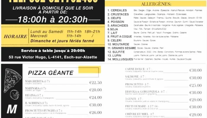 Pizzeria Il Sorriso -  Speisekarte - Esch An Der Alzette