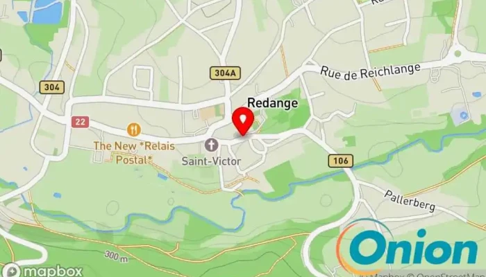 Kaart vun Pompes Funèbres Goergen Frères Bestattungsinstitut zu Redingen