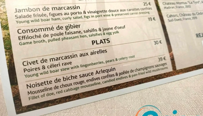 Restaurant Amelys -  Speisekarte - Luxemburg