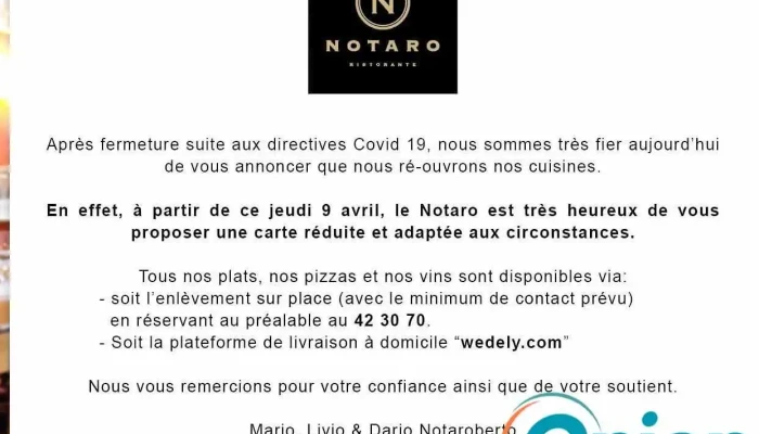 Restaurant Dal Notaro -  Speisekarte - Luxemburg