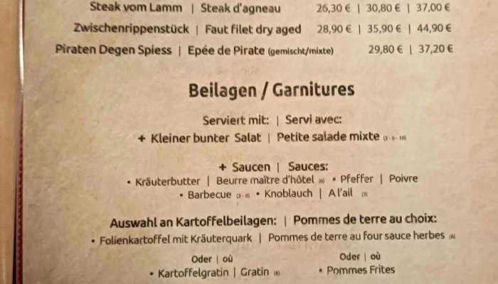 Restaurant Hot Stone Chalet -  Speisekarte - Vianden