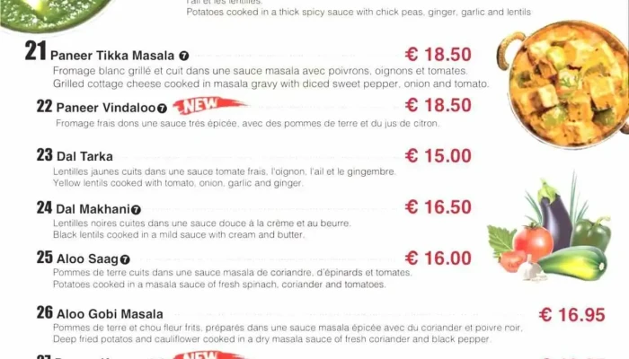 Restaurant Khana Khazana -  Speisekarte - Bettembourg