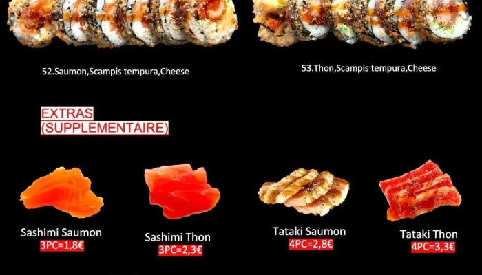 Restaurant Tachi -  Speisekarte - Luxemburg