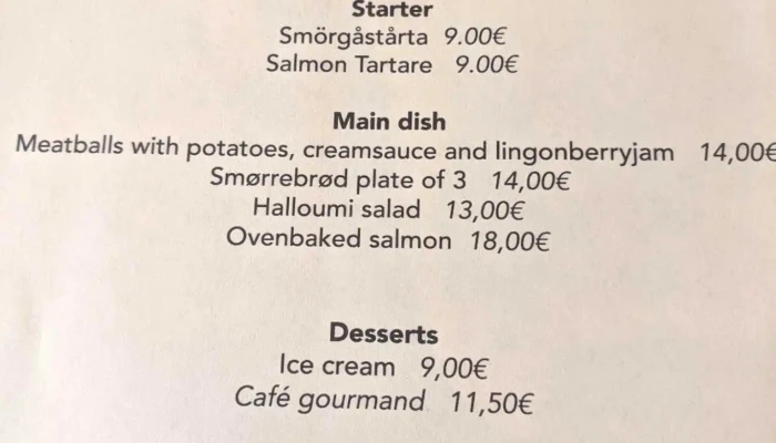 Smorbrod Speisekarte - Luxemburg