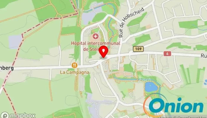 Kaart vun STEINFORT, Gemeng Bushaltestelle zu Steinfort